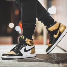 Jordan 1 Mid Patent Black White Gold On Feet Pin On Snkrhead