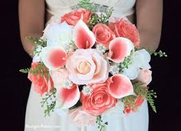 Wedding Bouquet With Coral And White Coral Wedding Flowers Coral Wedding Flower Bouquet Wedding