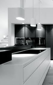Black And White Modern House Interior Black White Kitchens White Kitchens Kitchens And Bistro Decor Kitchen Decor Modern White Modern Kitchen Contemporary Kitchen