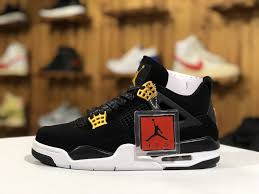 Black And Gold Retro 4s 2019 Air Jordan 4s Retro Royalty Black Gold Mens Basketball Shoes Air Jordans Jordan Retro 4 Royalty Jordans