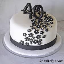 Simple 40th Birthday Cake For Him Black White 40th Birthday Cake Flowers White Birthday Cakes Birthday Cake For Him 40th Birthday Cakes