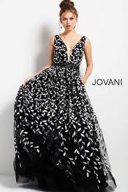 Black And White Long Sleeve Gown Jovani Dress 55704 Jovani 55704 Black And White Long Sleeveless Embroidered V Back Ballgown Black And White Ball Dresses Long Sleeve Evening Gowns Black And White Cocktail Dresses