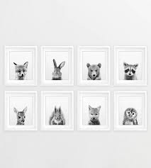 Black And White Animal Prints For Baby Nursery Woodland Nursery Decor Baby Animals Set Of 8 Bunny Fox Etsy Nursery Art Prints Printable Nursery Art Kids Printable Art