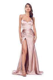 Adilah Gown Rose Gold Satin Strapless Sweetheart Wrap Ruched Dress Gold Maxi Dress Gold Silk Dress Rose Gold Bridesmaid Dress