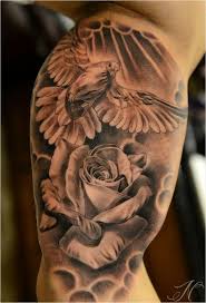 Bird And Rose Tattoo Upper Arm Of Tattoo Designs Motifs Bird Rose Cool Dove Tattoos Upper Arm Tattoos Designs Dove And Rose Tattoo