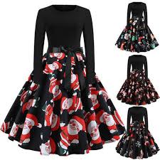 Free 2 Day Shipping Buy 2019 Womens Vintage Christmas Santa Snowman Swing Long Sleeve Party In 2020 Long Sleeve Swing Dress Fancy Dress Outfits Christmas Swing Dress