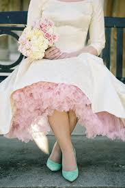 1950s Inspired Auburn Wedding Ruffled Traditional Wedding Dresses 1950s Wedding Dress Pink Wedding Dresses