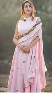 Beautiful Crepe Silk Dress With Modern Silhouettes And Traditional Embellishments With Hand Embroide Stylish Party Dresses Fashion Dresses Indian Gowns Dresses