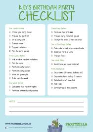 Children S Birthday Party Food List Uk Birthday Party Checklist Kid S Birthday Party Printable Checklist Partyzilla K Birthday Party Supplies Checklist Birthday Party Checklist Party Checklist