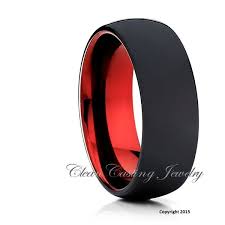 Matte Polish Black Tungsten Wedding Band Tungsten Wedding Ring Red 148 Liked On Polyvore Featur Rings For Men Tungsten Wedding Bands Mens Wedding Rings