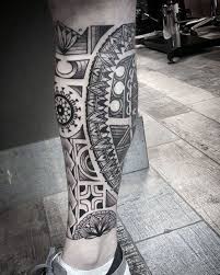 Black And White Calf Tattoos For Men 40 Polynesian Leg Tattoo Designs For Men Manly Tribal Ideas Leg Tattoos Tattoo Designs Men Polynesian Leg Tattoo