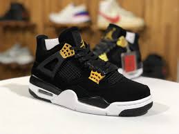 Black And Gold Retro 4s 2019 Air Jordan 4s Retro Royalty Black Gold Mens Basketball Shoes Air Jordans Basketball Shoes Shoes
