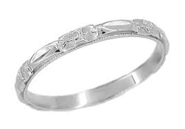 Art Deco Platinum Roses Sculptured Wedding Band Wedding Rings Art Art Deco Wedding Rings Wedding Band Engraving