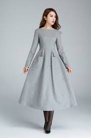 Wool Dress Dress With Pockets Light Grey Dress Winter Dress Designers Dress Handmade Dress Long Dress Womens Dresses Gift 1620 Light Grey Dress Wool Dress Winter Dresses