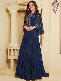 Navy Blue Gown Designer Gown Indian Gown Party Wear Gown Bridesmaids Dress Evening Party Go Gown Party Wear Women Dresses Classy Party Wear Indian Dresses
