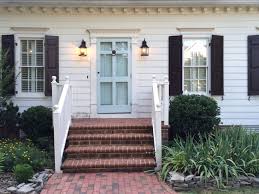 Benjamin Moore Palladian Blue Front Door And Dental Molding Exterior Door Paint Colors Painted Exterior Doors Brick Exterior House