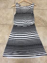 Merona Womens Striped Short Knit Dress Black White Medium Target Dress Merona Dress Short Knit Dress Womens Stripes Knit Dress