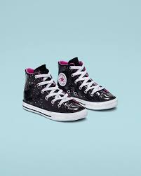 Black And Pink Converse High Tops Chuck Taylor All Star Galaxy Glimmer High Top Black Mod Pink White Girls Converse Chuck Taylors Converse