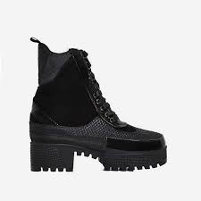 Black Boots White Sole Commander Chunky Sole Lace Up Ankle Boot In Black Boots Lace Up Ankle Boots Ego Shoes