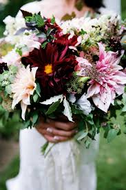 Late August Bridal Bouquet With Oxblood And Blush Dahlias Grown And Designed By Love N Fre August Wedding Flowers Bridal Bouquet Flowers August Wedding Colors