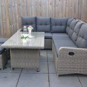 Indiana Verstellbares Dining Lounge Set Ecke Mit Esstisch Und 2 Hocker Sandgrau Meliert Garten Mobel Fur Dich In 2020 Esstisch Lounge Hocker