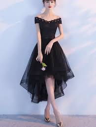 Black Lace And Tulle Lovely Party Dress High Low Formal Dress Cute Party Dress 2019 Cute Dresses For Party Dressy Short Dresses High Low Dress Formal