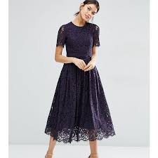 Asos Tall Lace Crop Top Midi Prom Dress 4 195 Php Liked On Polyvore Featuring Dresses Na Cocktail Dress Lace Navy Blue Lace Cocktail Dress Navy Lace Dress