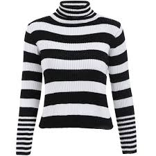 Black And White Striped Turtleneck Sweater Black Stripe One Size Turtleneck Striped Color Block Sweater 13 Liked On Polyvore Featuring Tops Striped Turtleneck Polo Neck Sweaters Color Block Shirts