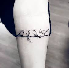 Family Birds On A Wire Tattoo Birds Tattoo Minimalist Family Members Siblings Animal Lovers Tattoo Ideas Sketch Style Tattoos Sketchy Tattoo Tattoo Sketches