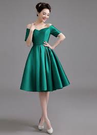 Off Shoulder Green Cocktail Dress With Short Sleeves Lace Up Back Classic Prom Dress Simple Prom Dress Formal Dresses Prom