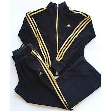 Black And Gold Adidas Tracksuit Top Adidas Velour Tracksuit In Black And Gold Adidas Velour Tracksuit Fashion Tracksuit