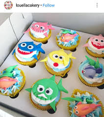 Baby Shark Cupcake Cake 1st Birthday Baby Shark Doo Doo Doo Custom Cupcakes Shark Themed Birthday Party Shark Theme Birthday Shark Birthday Cakes