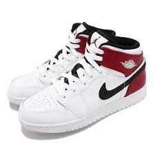 Air Jordan 1 Mid Bg Gym Red White Black Sponsored Ebay Nike Air Jordan 1 Mid Gs White Black Gym Red Chicago Kid Women Aj1 554725 116 White Athletic Shoes Air Jordans Nike