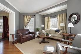 Living Room In Suburban Home With Gray Walls Grey Walls Living Room Brown Living Room Decor Living Room Grey