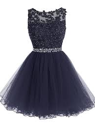 Hot Sale Short Prom Dress Tulle Applique Evening Dress Lace Homecoming Dress Knee Length Short Navy Blue Dress Cheap Lace Homecoming Dresses Tulle Homecoming Dress Prom Dresses