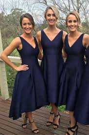 Elegant Midi Bridesmaid Dress V Neck A Line Bridesmaid Gown Navy Blue High Low Bridesmaid Dress N146 Bridesmaid Dresses Long Navy High Low Bridesmaid Dresses Navy Bridesmaid Dresses