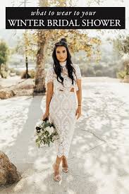 What To Wear To Your Winter Bridal Shower Junebug Weddings White Bridal Shower Dress Wedding Shower Dress Bridal Shower Dress