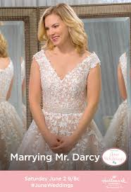 Elizabeth Cindy Busby Glows As She Tries On A Wedding Gown She Ll Be Marrying Mr Darcy On June 2 9 8c On Hall June Wedding Wedding Movies Wedding Dresses