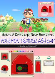 Animal Crossing New Horizons Template Design Pokemon Trainer Ash Ketchum Cap In 2020 New Animal Crossing Animal Crossing Animal Crossing Qr