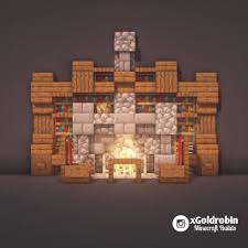Tutorial Bookshelf With Fireplace Follow Xgoldrobin For More Minecraft Buildings Ideas Design In 2020 Minecraft Designs Minecraft Room Minecraft Decorations