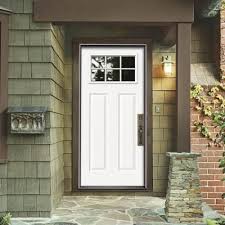 Jeld Wen Premium 6 Lite Primed White Steel Prehung Front Door N32881 The Home Depot Steel Doors Exterior Jeld Wen Exterior Doors Exterior Doors
