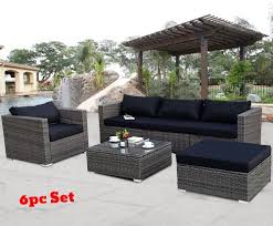 Patio Furniture Sets Clearance Rattan Wicker Small Sectional Black Cushioned 6pc Clearance Patio Furniture Patio Furniture For Sale Patio Furniture Layout