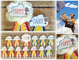 Disney S Up Themed Baby Shower Elliekattcollection Etsy Com Baby Shower Themes Boy Baby Shower Themes Baby Shower Badge