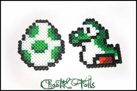 Baby Yoshi With Egg Mario Pixel Art Perler Bead By Chaotikfalls 6 00 Perler Bead Patterns Bead Sprite Perler Beads