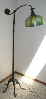 Genuine Antique Tiffany Studios Floor Lamp It Has A Counter Balance Base With An Open Spad Antique Lamp Shades Stained Glass Lamp Shades Floor Lamp Shades
