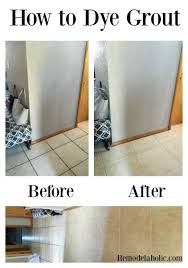 How To Dye Grout And Refresh A Dated Tile Floor Remodelaholic Floor Tile Grout Flooring Floor Makeover