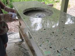 Fused Concrete And Recycled Glass Countertops Quartz Tiling Crushed Glass Flooring Google Search Recycled Glass Countertops Glass Floor Glass Countertops
