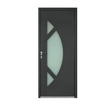 Porte D Entree Aluminium Amanda Gris 90 X H 215 Cm Poussant Gauche En 2020 Porte Entree Aluminium Porte Exterieur Pvc Et Porte Entree Vitree