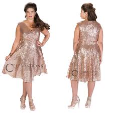 Rose Gold Sequin Cocktail Length Dress Available In Sizes 14 24 Plus Size Occasion Dresses Plus Size Cocktail Dresses Cocktail Dress Prom