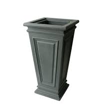 Algreen 27 In H X 14 In W Taupestone Tall Square Taper Covington Polyethylene Plastic Self Watering Planter Self Watering Planter Self Watering Planters